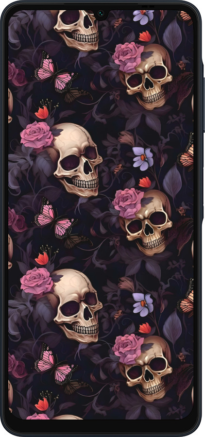 Силиконовый чехол Черепа и розы для Samsung Galaxy A06 4G - 6316u-3776 изображение 