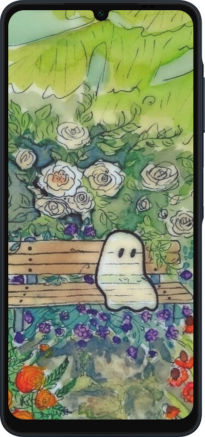 Силиконовый чехол Грустное привидение для Samsung Galaxy A06 4G - 6403u-3776 изображение 