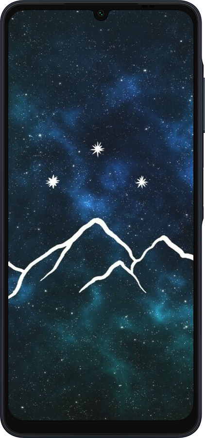 Силиконовый чехол Горы и звезды нарисованы на фоне галактики для Samsung Galaxy A06 4G - 6490u-3776 изображение 