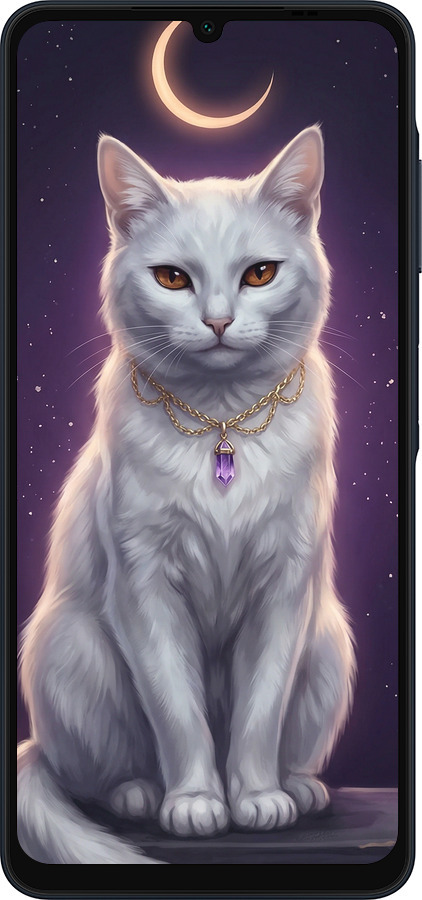 Силиконовый чехол Mystic White Cat Gothic Dark Purple Gold для Samsung Galaxy A06 4G - 6805u-3776 изображение 