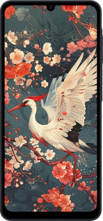 Силиконовый чехол Сакура и аист для Samsung galaxy a07 - 6108u-4059 изображение 