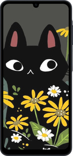 Силиконовый чехол Черный кот с цветами для Samsung galaxy a07 - 6448u-4059 изображение 