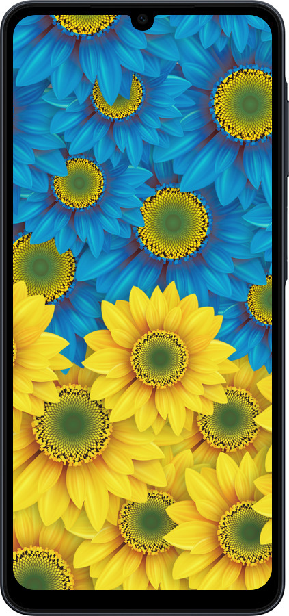 Силиконовый чехол Жёлто-голубые цветы для Samsung galaxy a07 - 1048u-4059 изображение 
