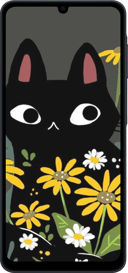 Силиконовый чехол Черный кот с цветами для Samsung galaxy a07 - 6448u-4059 изображение 