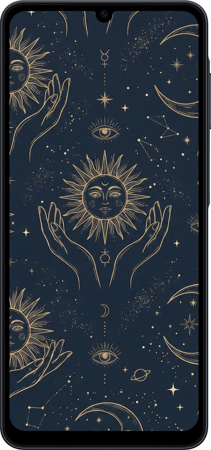Силиконовый чехол Celestial Harmony: Sun & Moon Gold Mystic Pattern для Samsung galaxy a07 - 6778u-4059 изображение 
