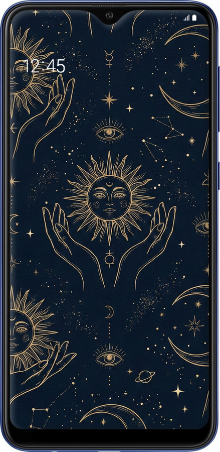 2D пластиковий чехол Celestial Harmony: Sun & Moon Gold Mystic Pattern для Samsung Galaxy A10 2019 A105F - 6778t-1671 изображение 