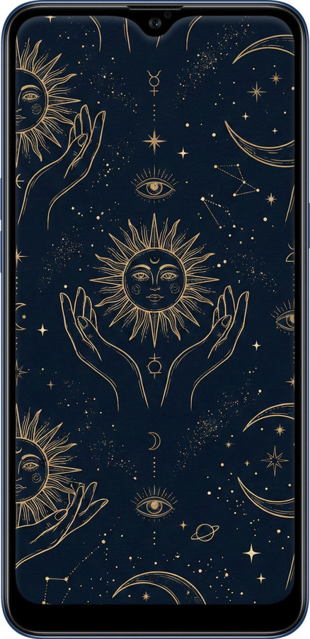 TPU чехол Celestial Harmony: Sun & Moon Gold Mystic Pattern для Samsung Galaxy A10s A107F - 6778b-1776 изображение 