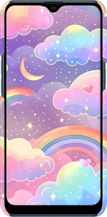 3D пластиковый матовый чехол Облака и радуга для Samsung Galaxy A10s A107F - 6312m-1776 изображение 