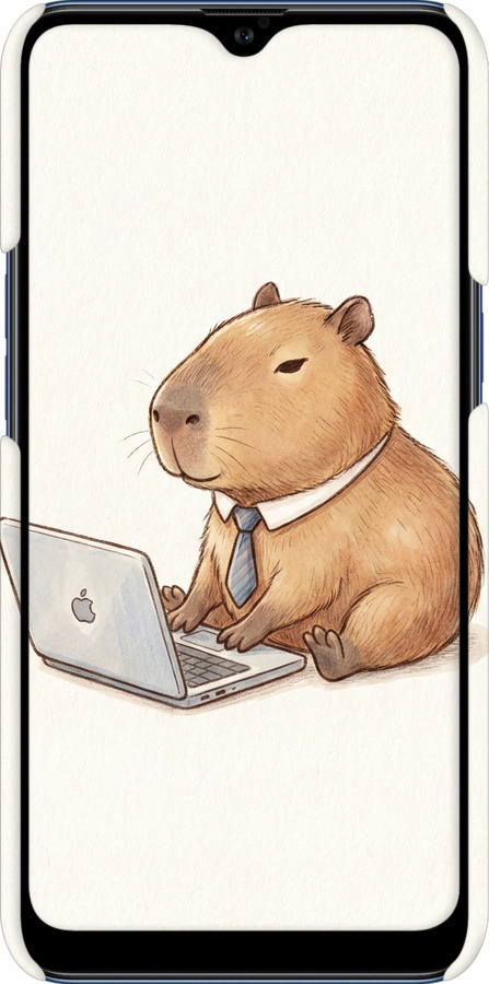 3D пластиковый матовый чехол Funny Capybara CEO Working для Samsung Galaxy A10s A107F - 6777m-1776 изображение 