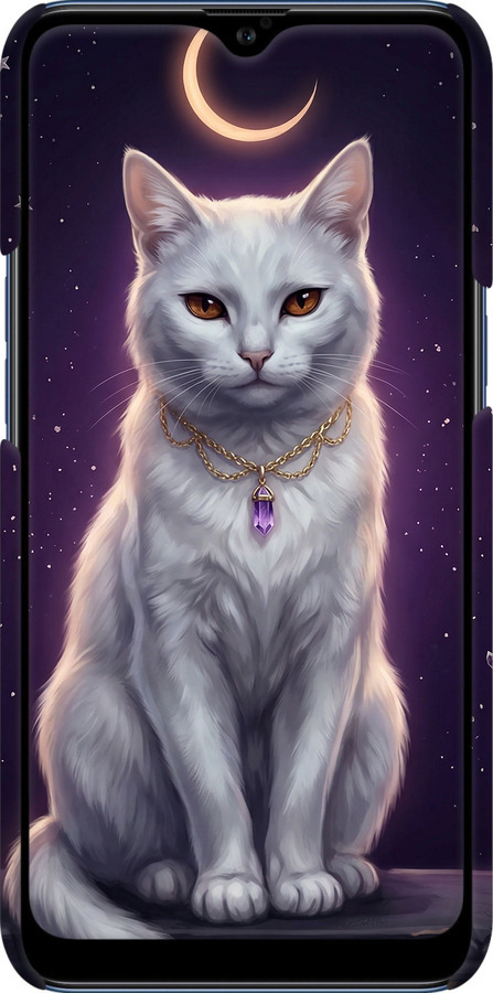 3D пластиковый матовый чехол Mystic White Cat Gothic Dark Purple Gold для Samsung Galaxy A10s A107F - 6805m-1776 изображение 
