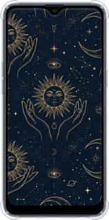 Силикон с усиленными углами чехол Celestial Harmony: Sun & Moon Gold Mystic Pattern для Samsung Galaxy A10s A107F - 6778sp-1776 изображение 