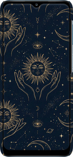 3D пластиковый матовый чехол Celestial Harmony: Sun & Moon Gold Mystic Pattern для Samsung Galaxy M12 M127F - 6778m-2360 изображение 
