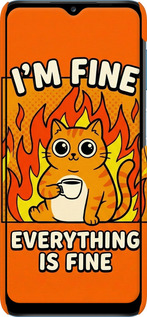 3D пластиковый матовый чехол Funny Cat для Samsung Galaxy A12 A125F - 6786m-2201 изображение 