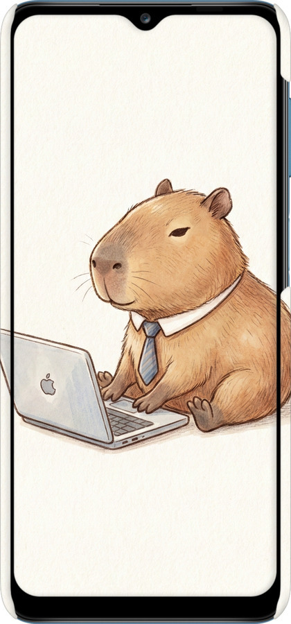 3D пластиковий матовий чехол Funny Capybara CEO Working для Samsung Galaxy M12 M127F - 6777m-2360 изображение 