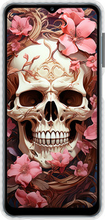 Чехол Bumper чехол Череп в розовых цветах для Samsung Galaxy A12 A125F - 5965pc-2201 изображение 