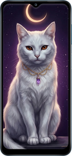 Силиконовый чехол Mystic White Cat Gothic Dark Purple Gold для Samsung Galaxy A12 A125F - 6805u-2201 изображение 
