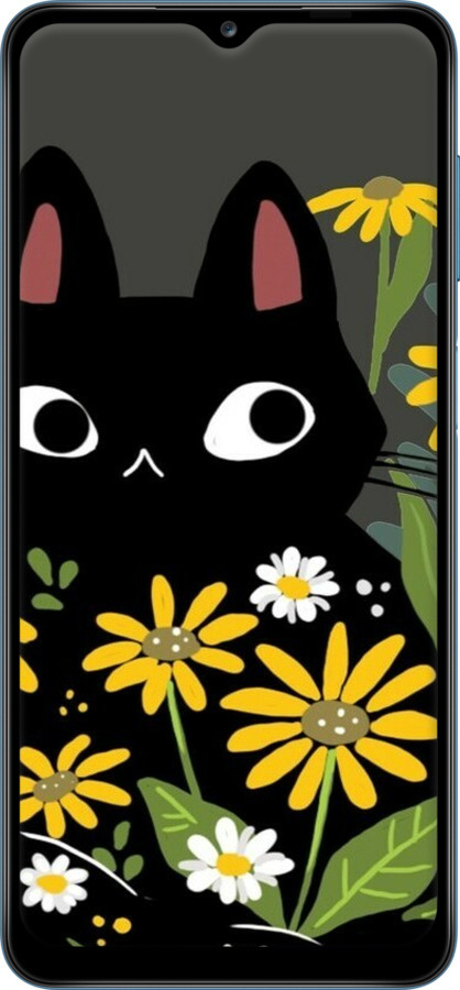 Силиконовый чехол Черный кот с цветами для Samsung Galaxy A12 A125F - 6448u-2201 изображение 