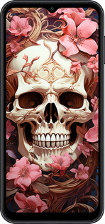 Силиконовый чехол Череп в розовых цветах для Samsung Galaxy A14 A145F - 5965u-2937 изображение 