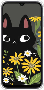 Силикон с усиленными углами чехол Черный кот с цветами для Samsung Galaxy A15 - 6448sp-3357 изображение 