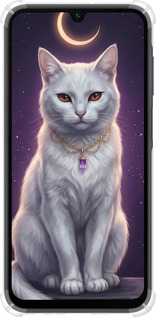 Силикон с усиленными углами чехол Mystic White Cat Gothic Dark Purple Gold для Samsung Galaxy A15 - 6805sp-3357 изображение 