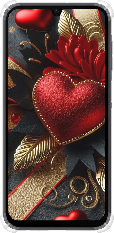 Силіконовий протиударний с посиленими кутами чехол Сердечки v2 для Samsung Galaxy A15 - 5832sp-3357 изображение 