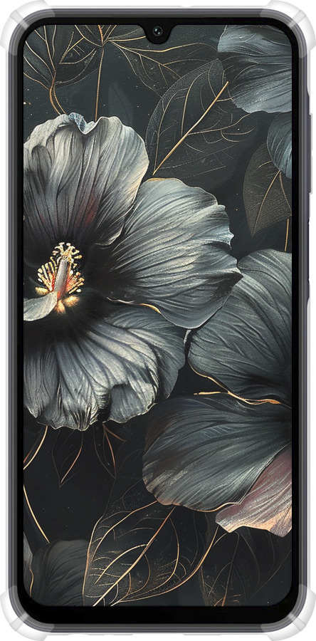 Силикон с усиленными углами чехол Черные цветы для Samsung Galaxy A15 - 6031sp-3357 изображение 
