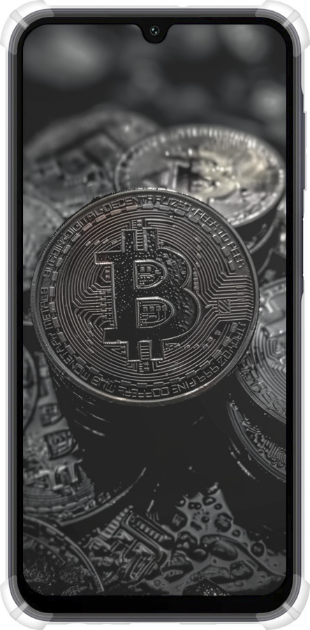 Силикон с усиленными углами чехол Black Bitcoin для Samsung Galaxy A15 - 6090sp-3357 изображение 