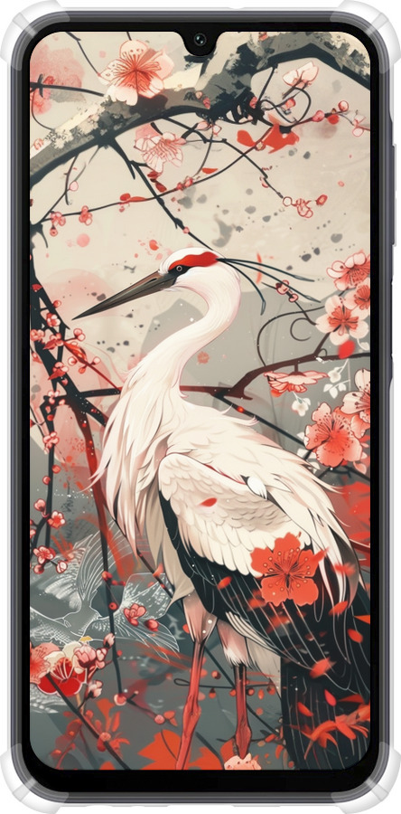 Силикон с усиленными углами чехол Аист в цвету сакуры для Samsung Galaxy A15 - 6109sp-3357 изображение 