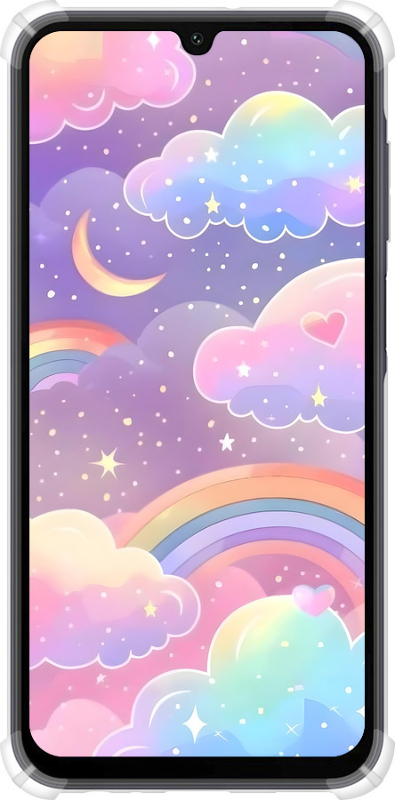 Силикон с усиленными углами чехол Облака и радуга для Samsung Galaxy A15 - 6312sp-3357 изображение 