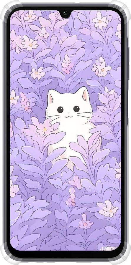 Силикон с усиленными углами чехол Котик в цветах для Samsung Galaxy A15 - 6390sp-3357 изображение 