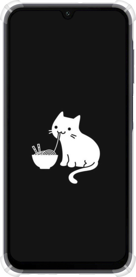 Силикон с усиленными углами чехол С милым котом на черном фоне для Samsung Galaxy A15 - 6528sp-3357 изображение 