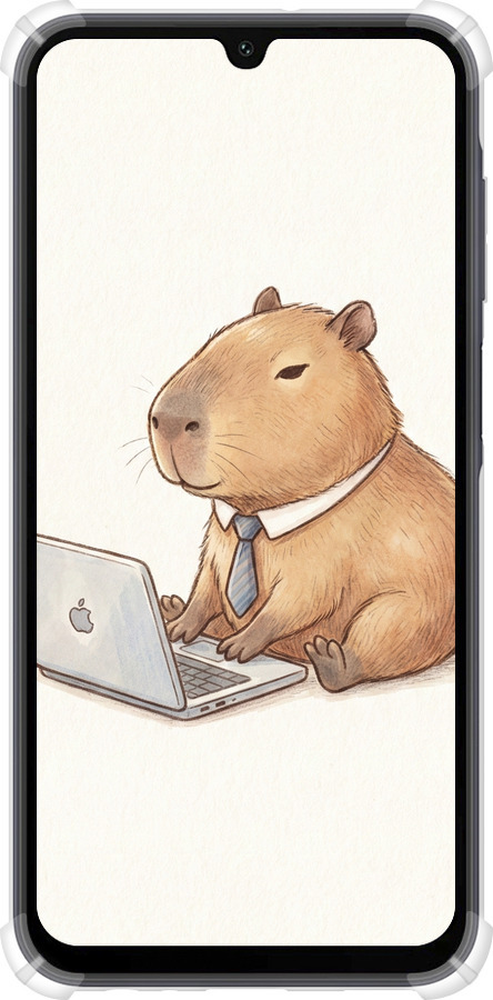 Силикон с усиленными углами чехол Funny Capybara CEO Working для Samsung Galaxy A15 - 6777sp-3357 изображение 