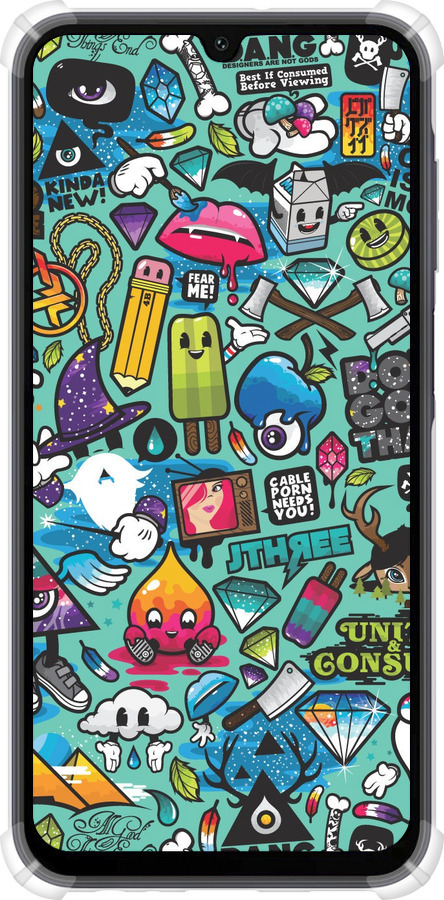 Силикон с усиленными углами чехол Стикер бомбинг 1 для Samsung Galaxy A15 - 693sp-3357 изображение 
