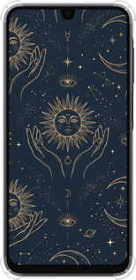 Силикон с усиленными углами чехол Celestial Harmony: Sun & Moon Gold Mystic Pattern для Samsung Galaxy A16 - 6778sp-3775 изображение 