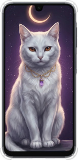 Силикон с усиленными углами чехол Mystic White Cat Gothic Dark Purple Gold для Samsung Galaxy A16 - 6805sp-3775 изображение 