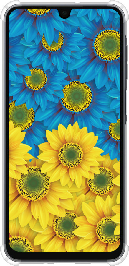 Силикон с усиленными углами чехол Жёлто-голубые цветы для Samsung Galaxy A16 - 1048sp-3775 изображение 
