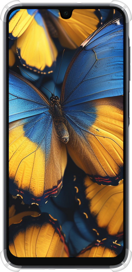 Силикон с усиленными углами чехол Желто-голубые бабочки для Samsung Galaxy A16 - 6046sp-3775 изображение 