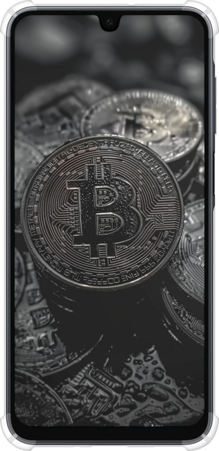 Силикон с усиленными углами чехол Black Bitcoin для Samsung Galaxy A16 - 6090sp-3775 изображение 
