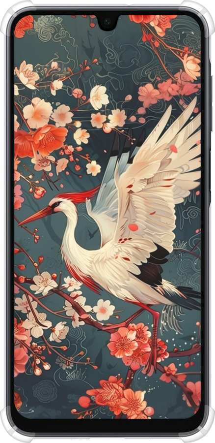 Силикон с усиленными углами чехол Сакура и аист для Samsung Galaxy A16 - 6108sp-3775 изображение 