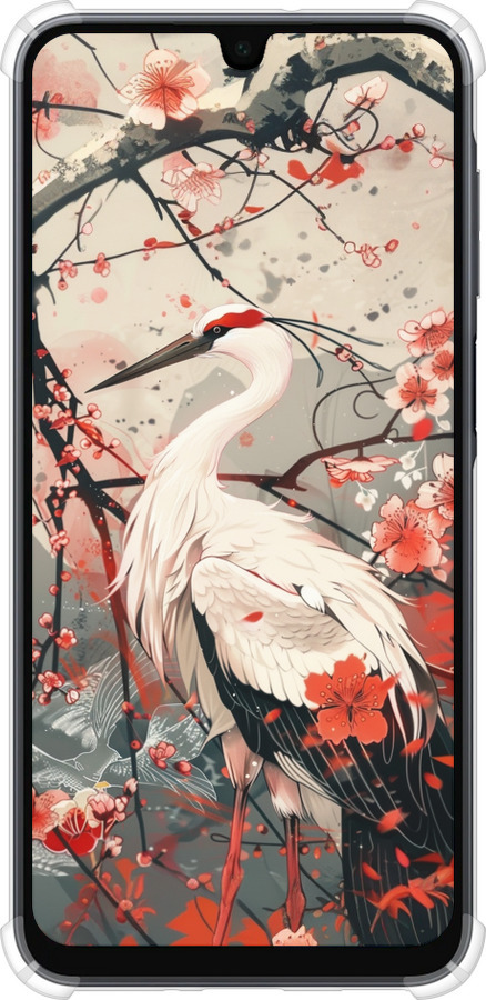 Силикон с усиленными углами чехол Аист в цвету сакуры для Samsung Galaxy A16 - 6109sp-3775 изображение 