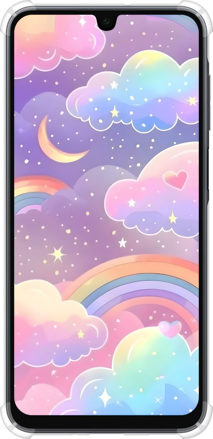 Силикон с усиленными углами чехол Облака и радуга для Samsung Galaxy A16 - 6312sp-3775 изображение 