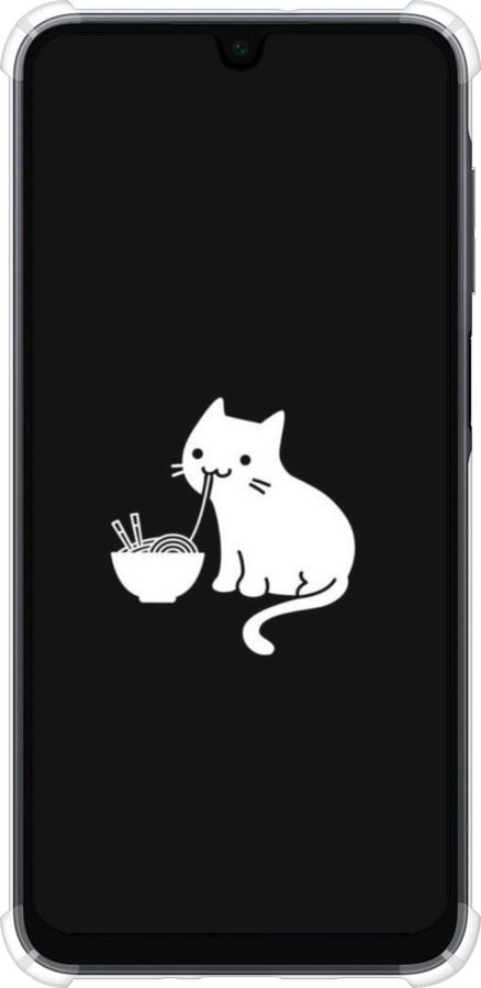 Силикон с усиленными углами чехол С милым котом на черном фоне для Samsung Galaxy A16 - 6528sp-3775 изображение 