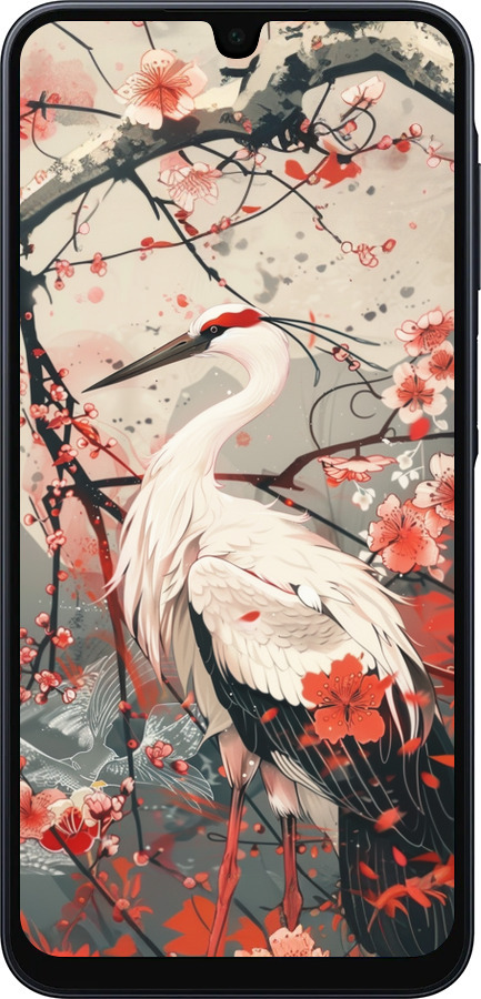 Силіконовий чехол Лелека у цвіту сакури для Samsung Galaxy A16 - 6109u-3775 изображение 