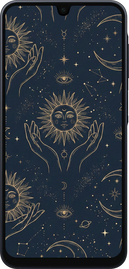 Силиконовый чехол Celestial Harmony: Sun & Moon Gold Mystic Pattern для Samsung Galaxy A16 - 6778u-3775 изображение 
