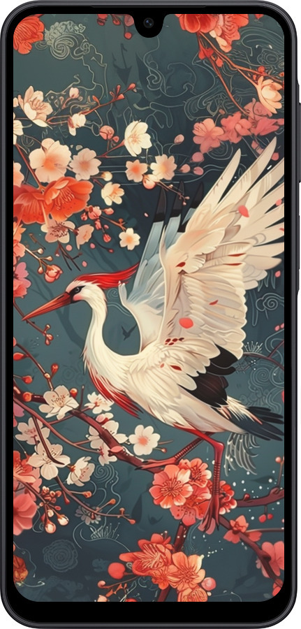 Силіконовий чехол Сакура та лелека для Samsung Galaxy A17 - 6108u-4060 изображение 