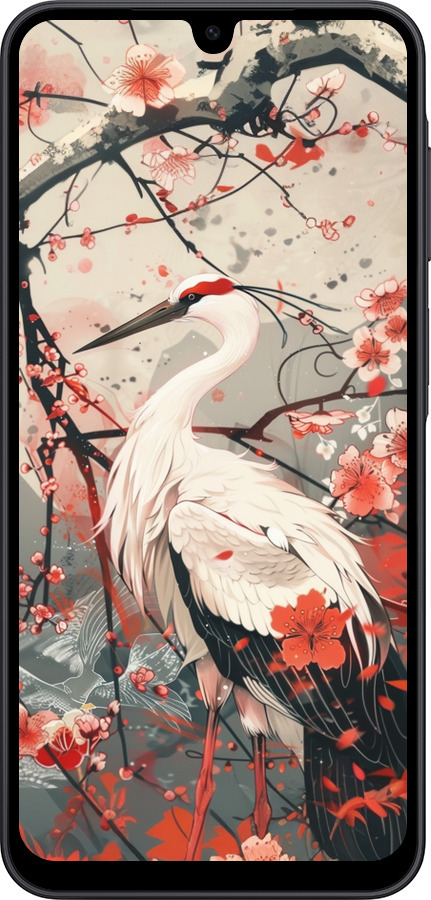 Силиконовый чехол Аист в цвету сакуры для Samsung Galaxy A17 - 6109u-4060 изображение 