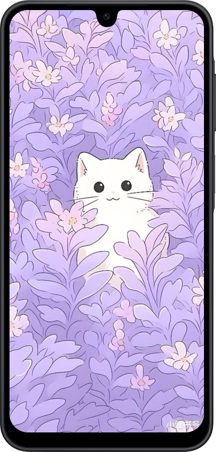Силіконовий чехол Котик в цветах для Samsung Galaxy A17 - 6390u-4060 изображение 
