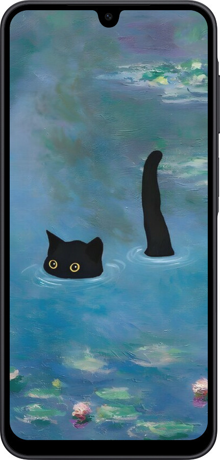 Силиконовый чехол С изображением кота и водяной лилии Monet для Samsung Galaxy A17 - 6519u-4060 изображение 