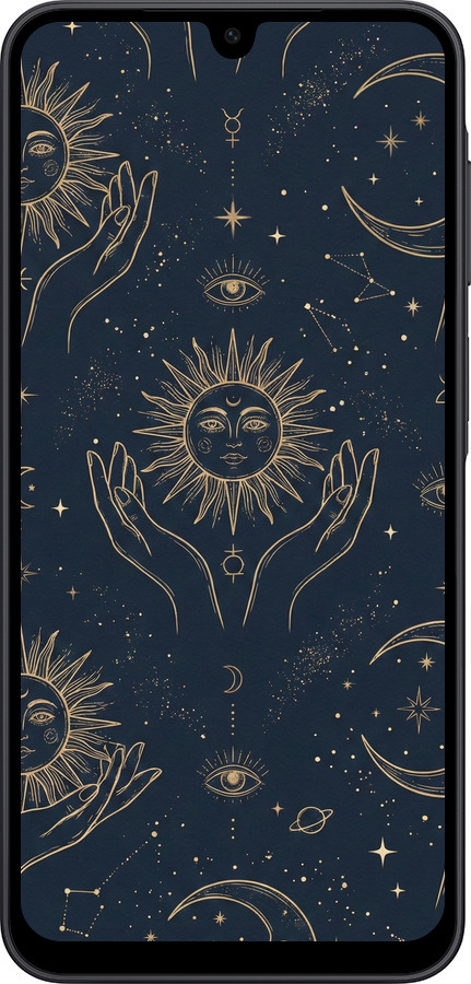 Силиконовый чехол Celestial Harmony: Sun & Moon Gold Mystic Pattern для Samsung Galaxy A17 - 6778u-4060 изображение 