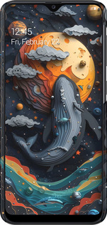 3D пластиковий матовий чехол Кит у космосі для Samsung Galaxy A20e A202F - 6328m-1709 изображение 